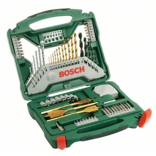 Bosch Accessories 70 pièces Ensemble de forets et de tournevis en titane X-Line (pour bois, pierre et métal, accessoires perceuses) Noir