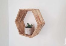 étagère hexagonale en bois